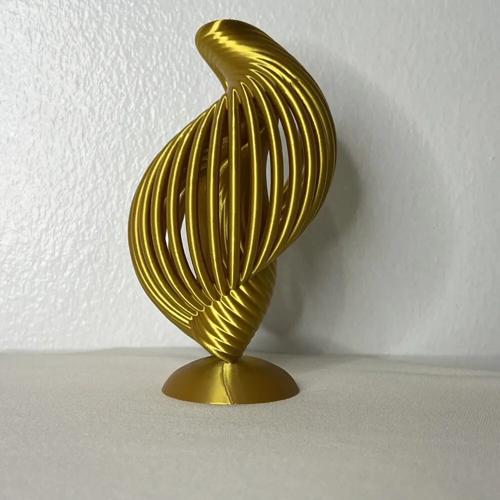 Spiral Decorative Gold Sculpture Modern Art Piece Home Office Decor Plastic